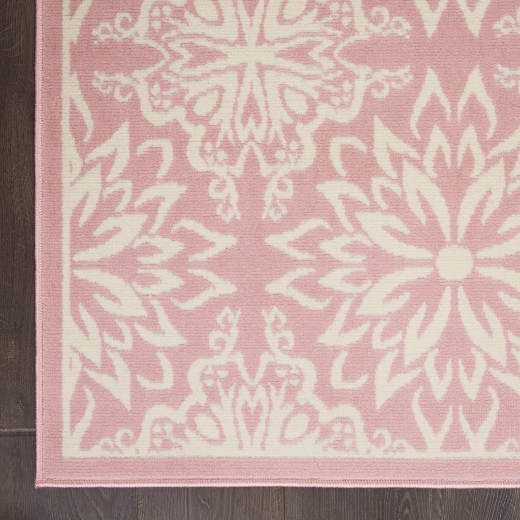 4" X 6" Pink Floral Power Loom Area Rug