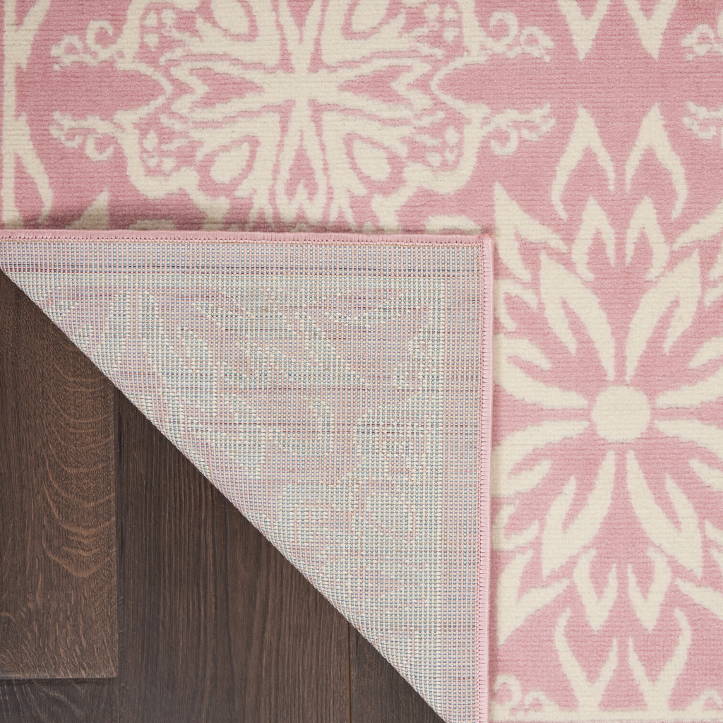 4" X 6" Pink Floral Power Loom Area Rug
