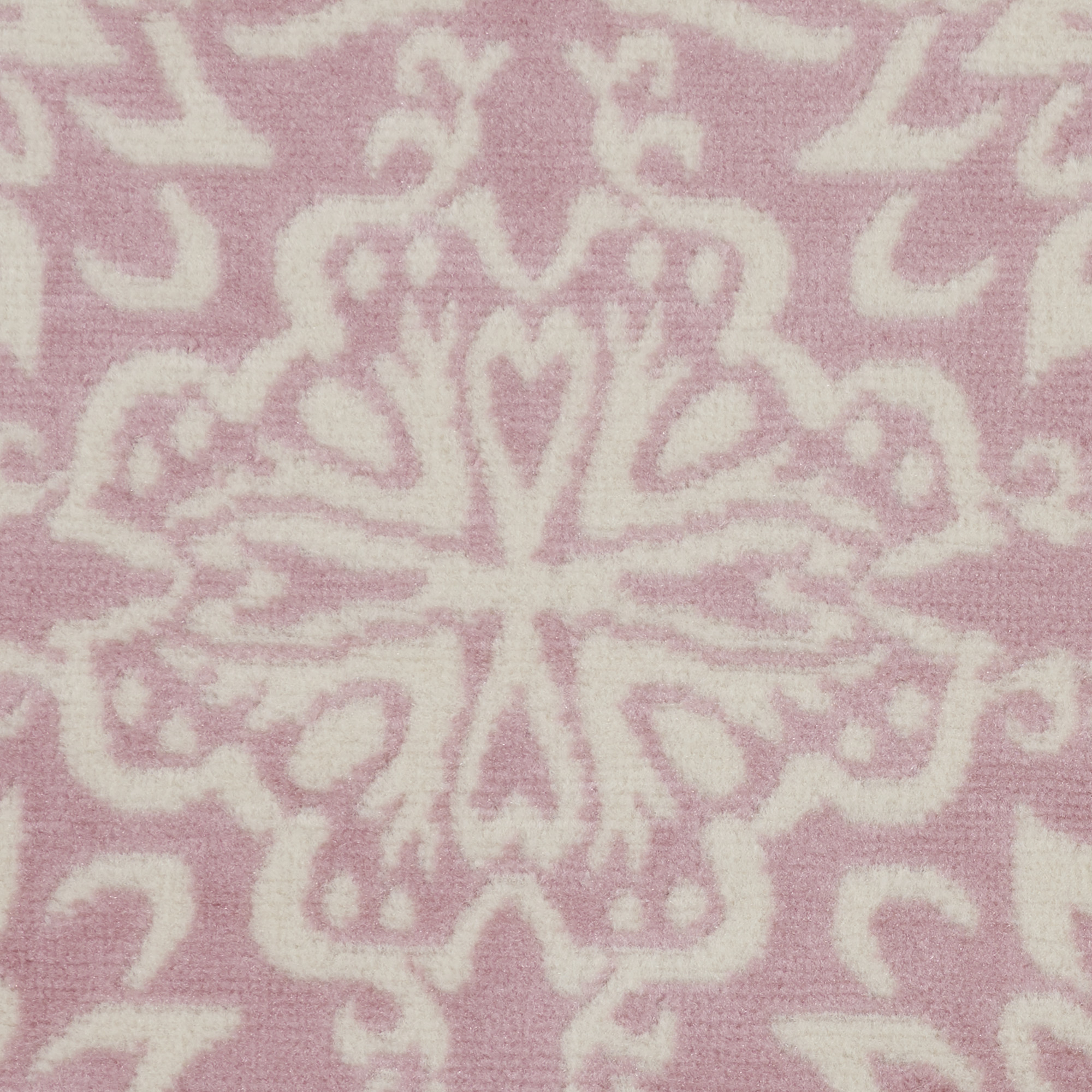 5" Pink Round Floral Power Loom Area Rug