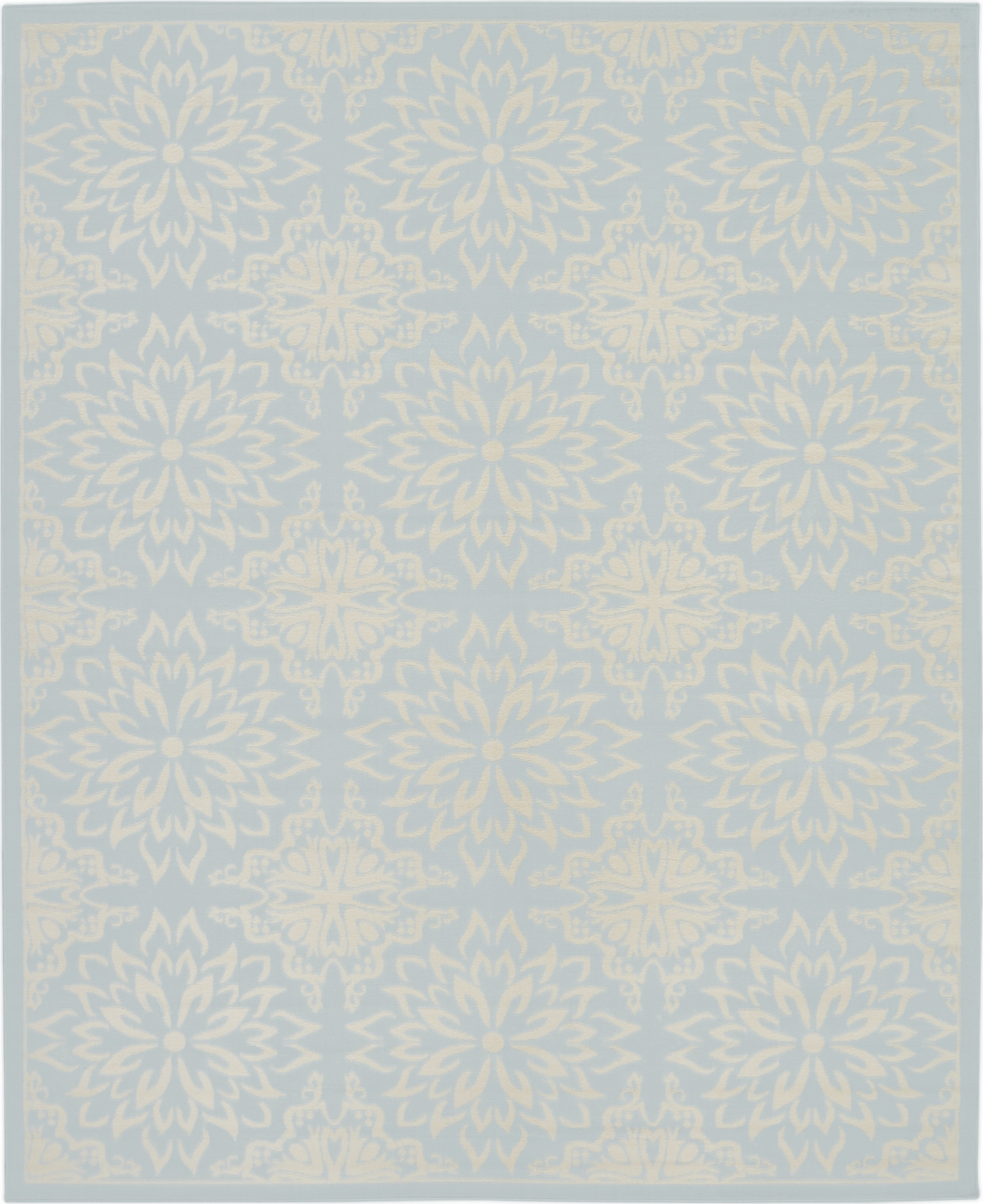 8" X 10" Light Blue Floral Power Loom Area Rug
