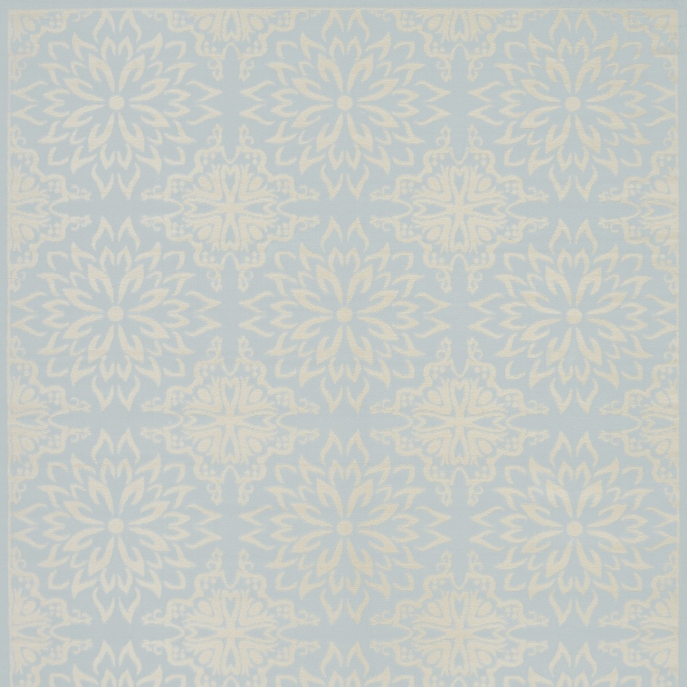 8" X 10" Light Blue Floral Power Loom Area Rug