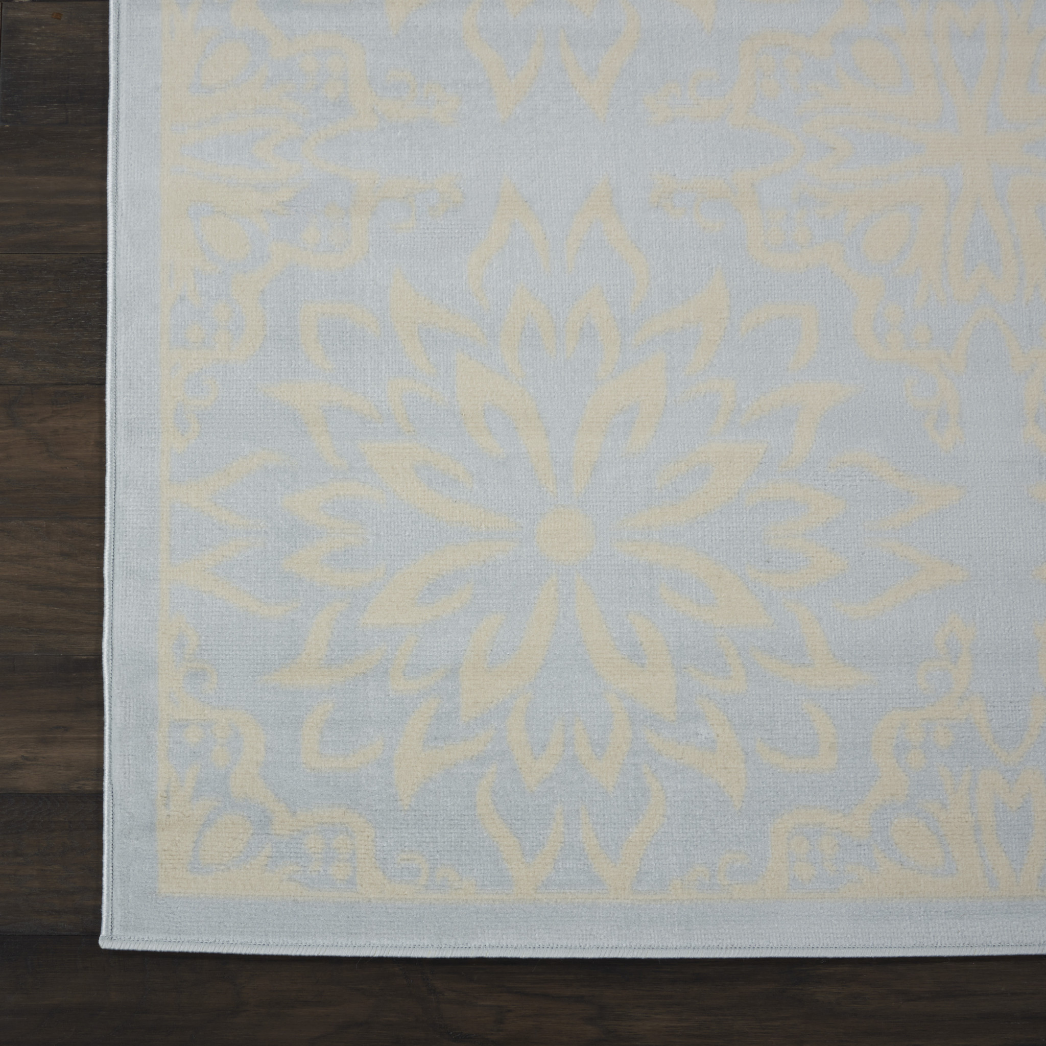 8" X 10" Light Blue Floral Power Loom Area Rug