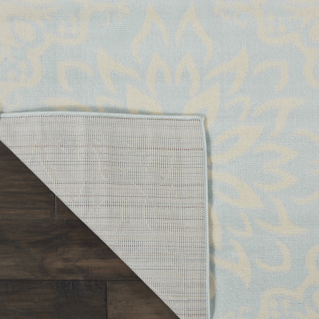 8" X 10" Light Blue Floral Power Loom Area Rug