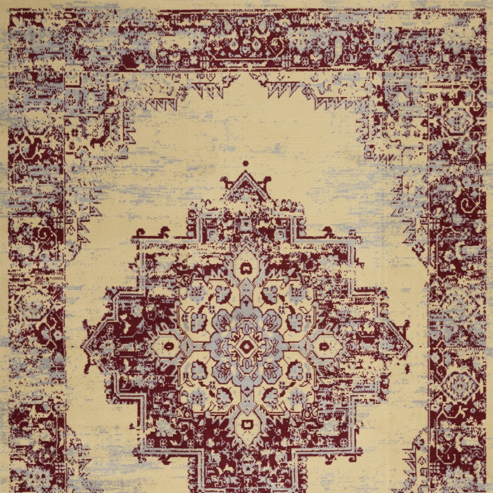 4" X 6" Cream Damask Power Loom Area Rug