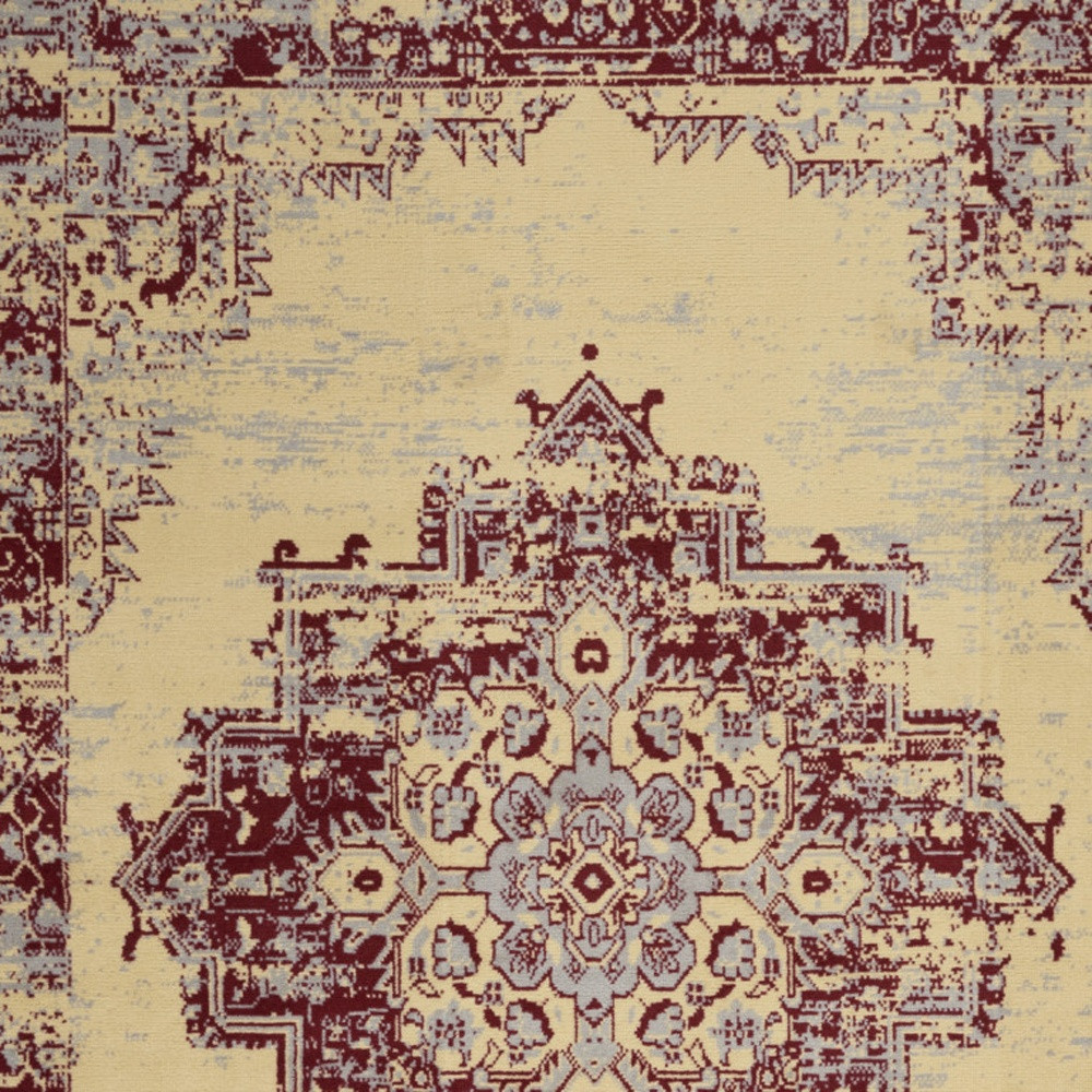 4" X 6" Cream Damask Power Loom Area Rug