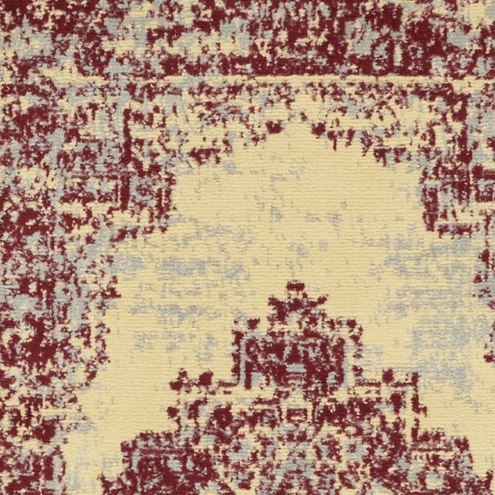 8" Cream Damask Power Loom Runner Rug