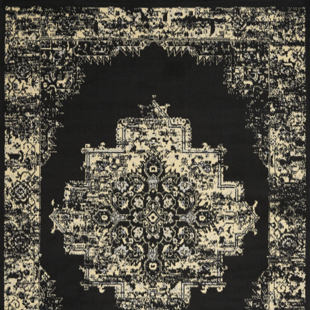 5" X 7" Cream Damask Power Loom Area Rug
