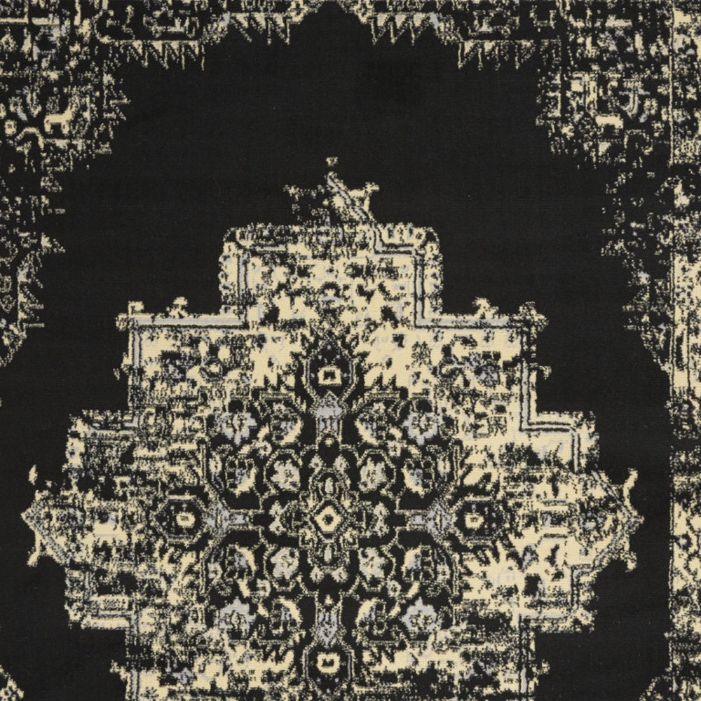 5" X 7" Cream Damask Power Loom Area Rug