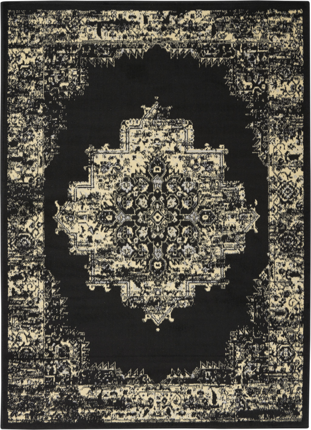 4" X 6" Cream Damask Power Loom Area Rug