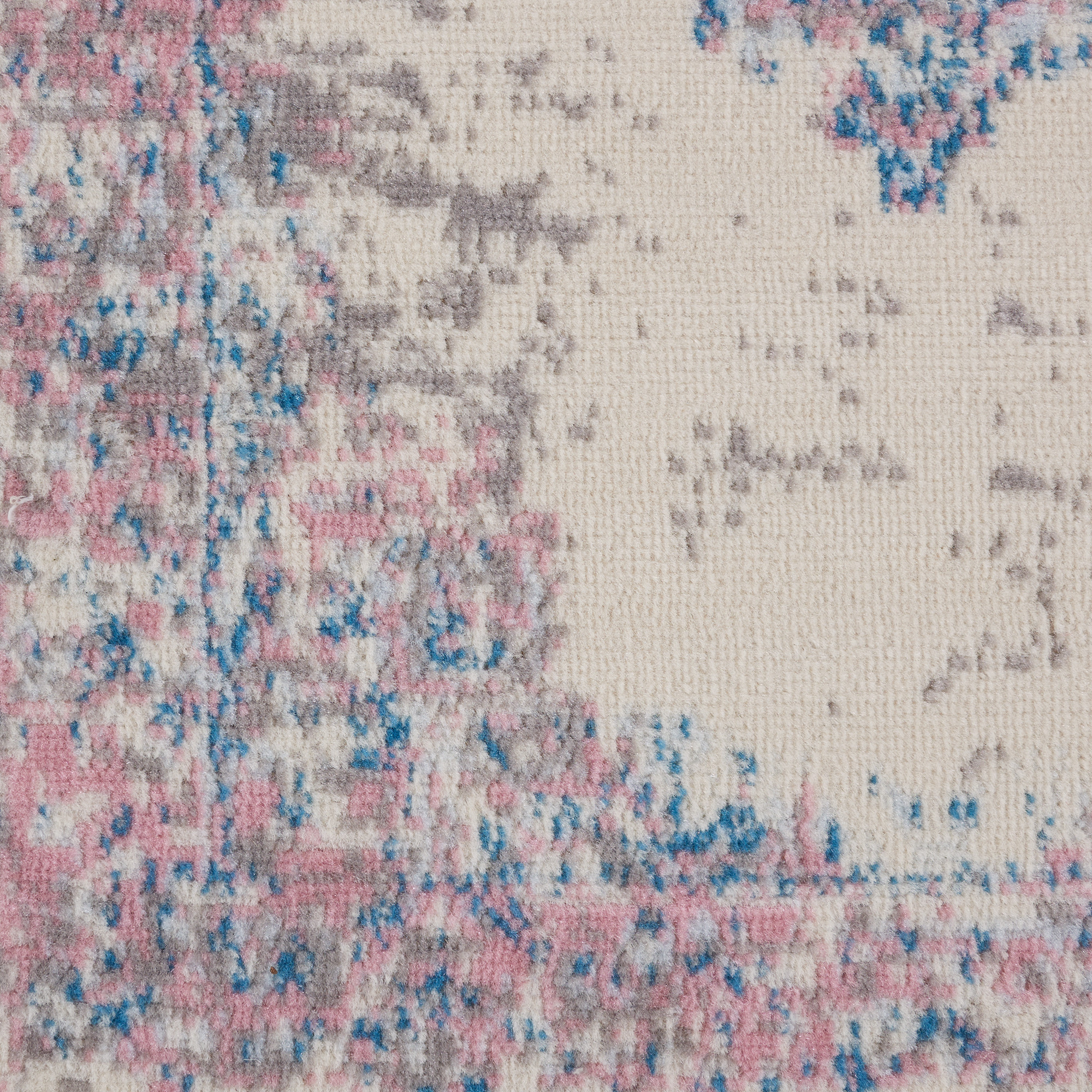 8" Pink Damask Power Loom Runner Rug