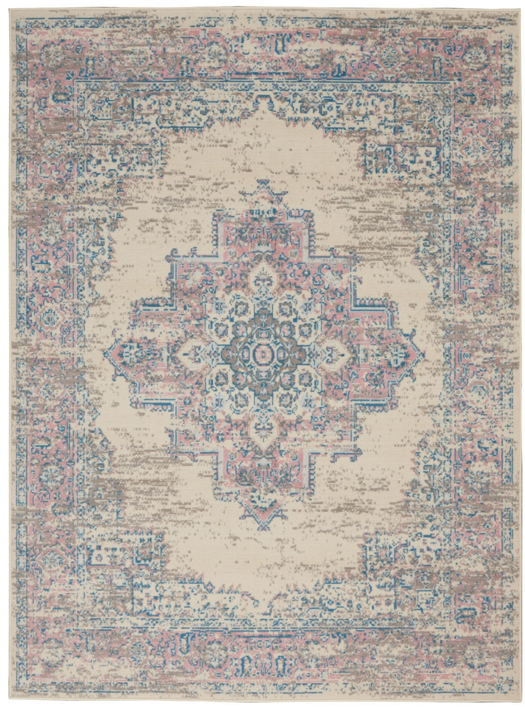 4' X 6' Pink Damask Power Loom Area Rug-522264-1