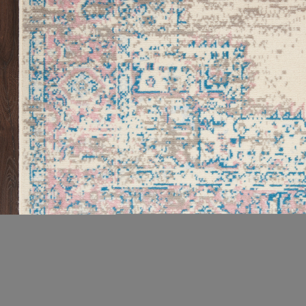 5" X 7" Pink Damask Power Loom Area Rug