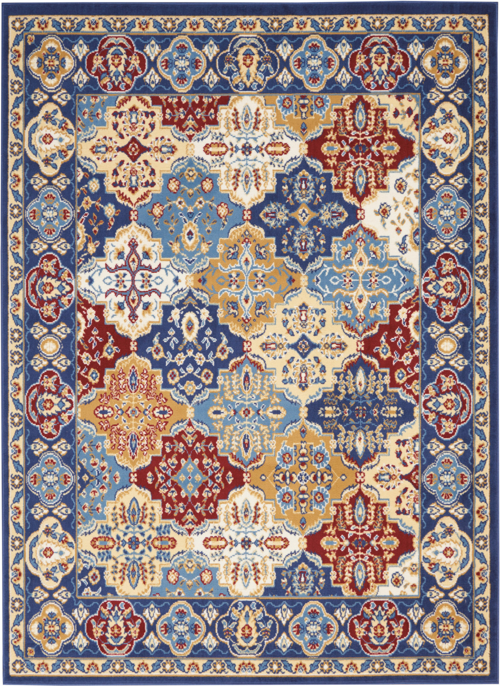 4" X 6" Blue Floral Power Loom Non Skid Area Rug