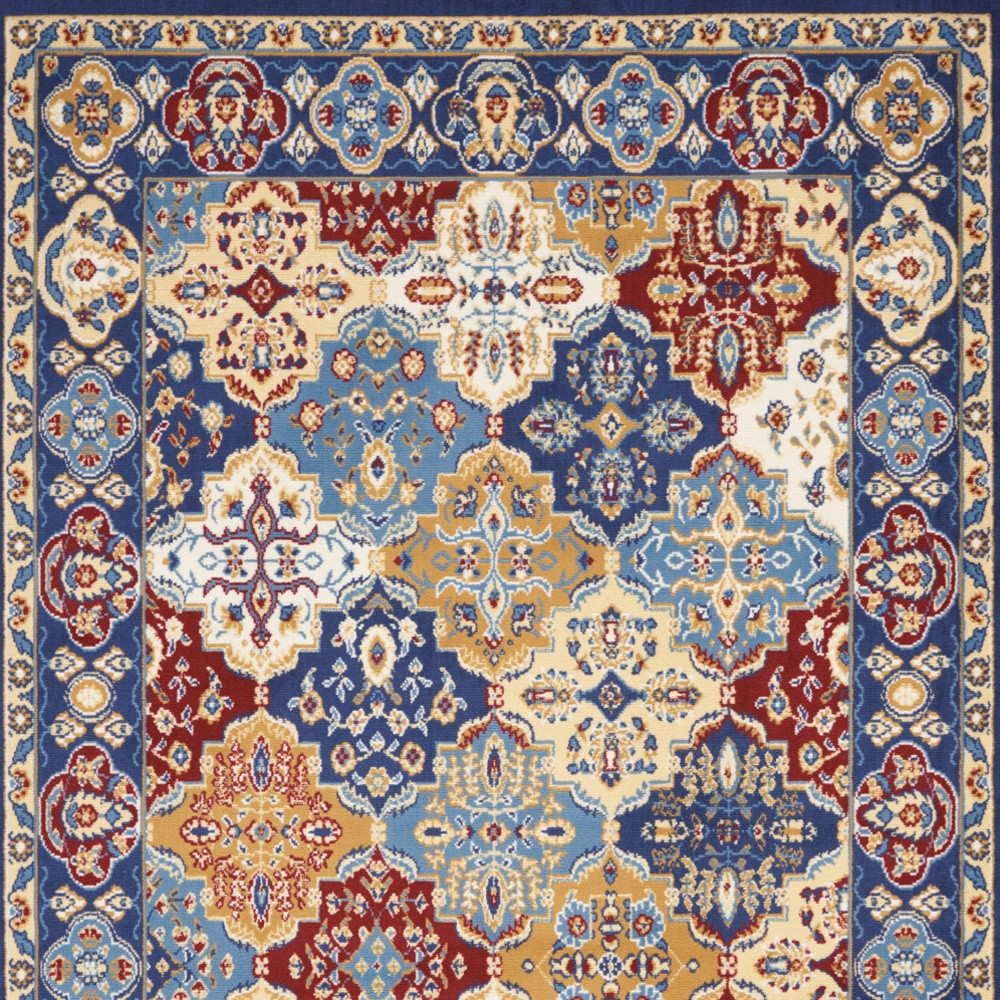 4" X 6" Blue Floral Power Loom Non Skid Area Rug
