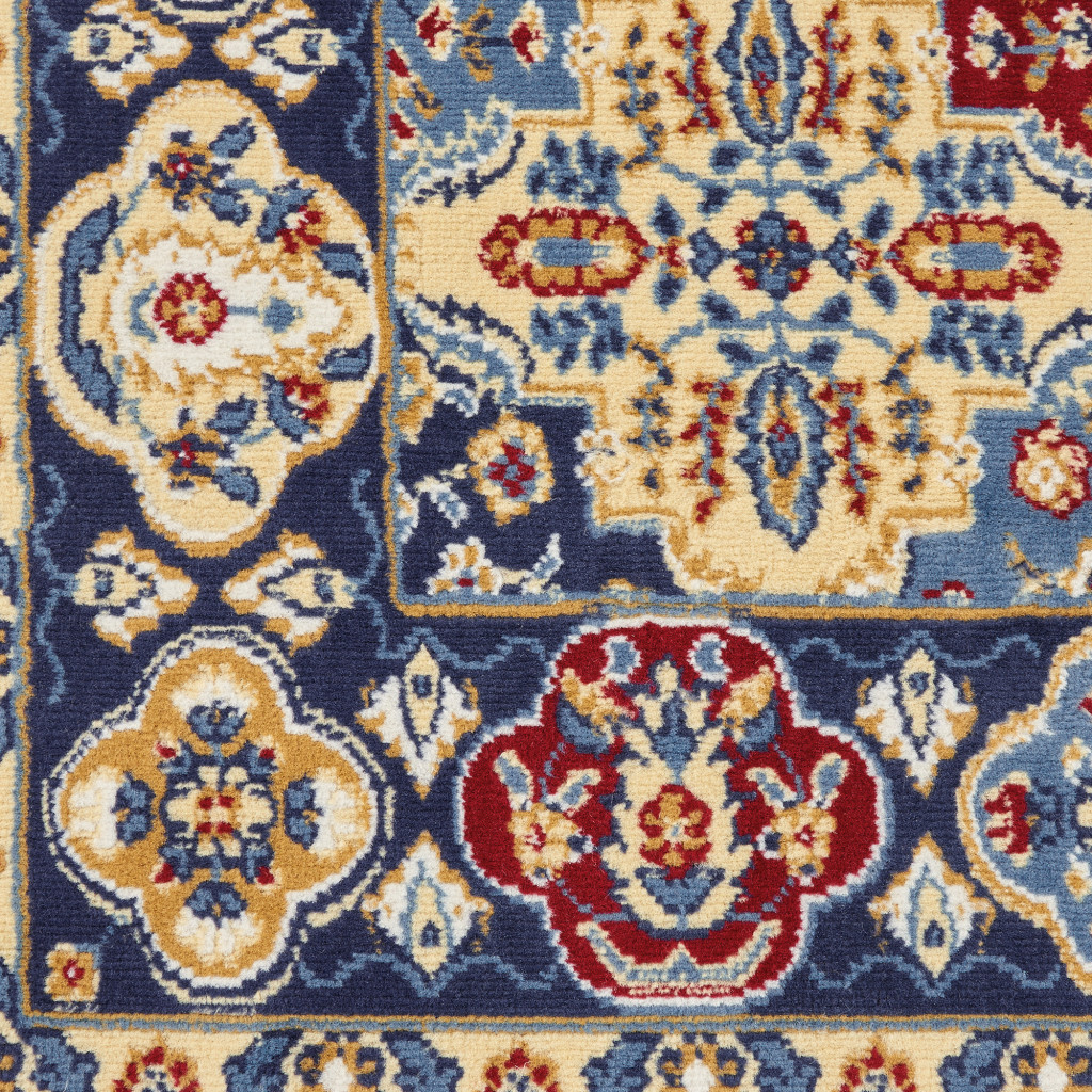 4" X 6" Blue Floral Power Loom Non Skid Area Rug