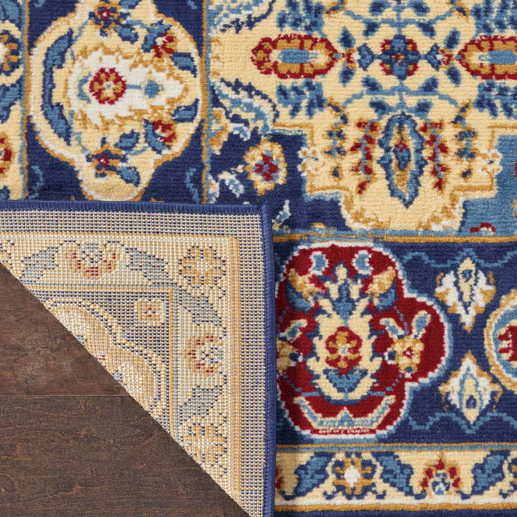 4" X 6" Blue Floral Power Loom Non Skid Area Rug