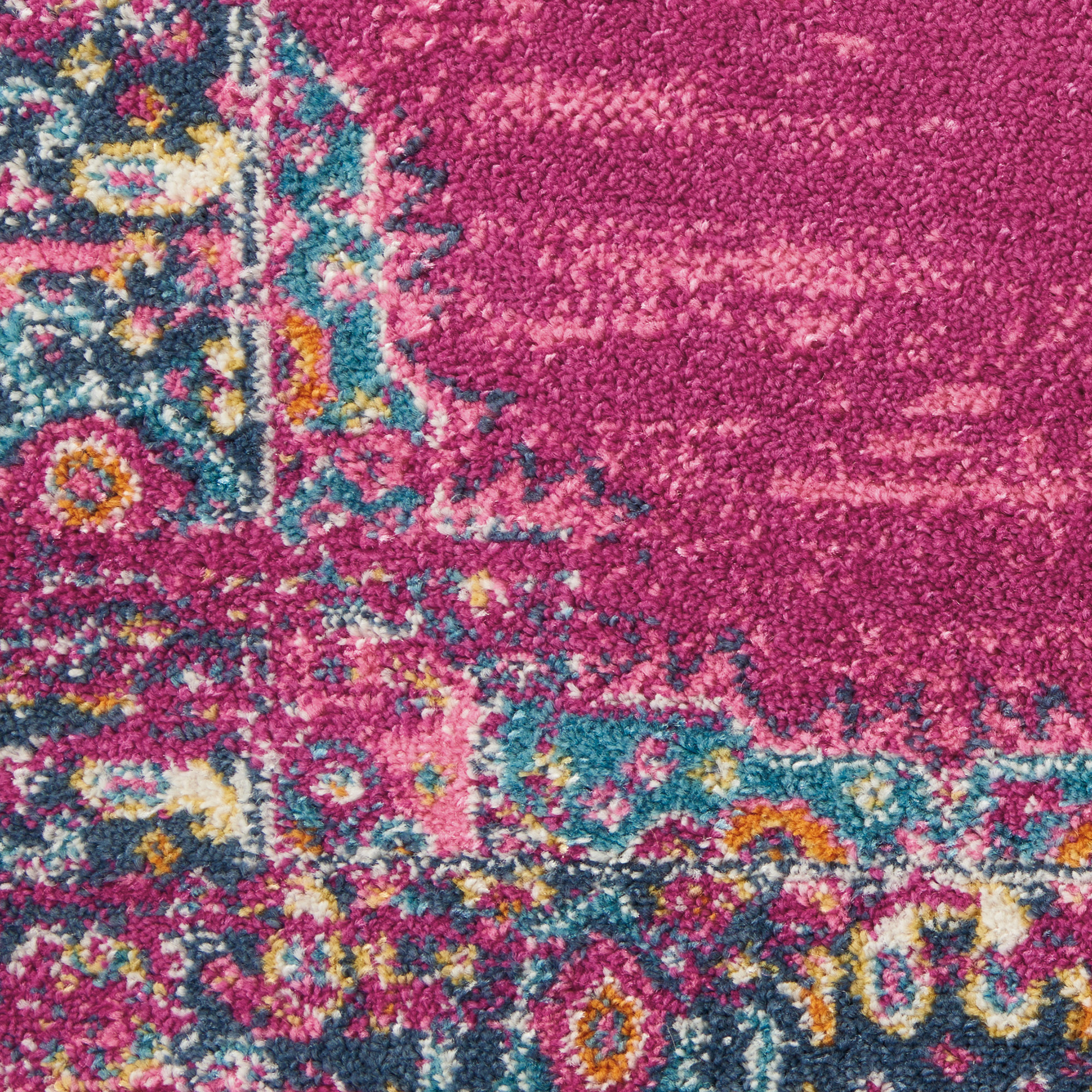 9" X 12" Fuchsia Floral Power Loom Area Rug