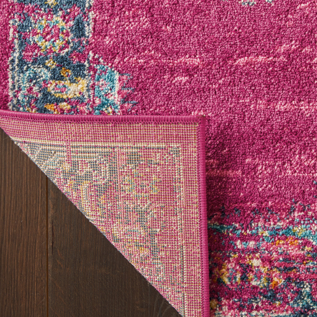 9" X 12" Fuchsia Floral Power Loom Area Rug