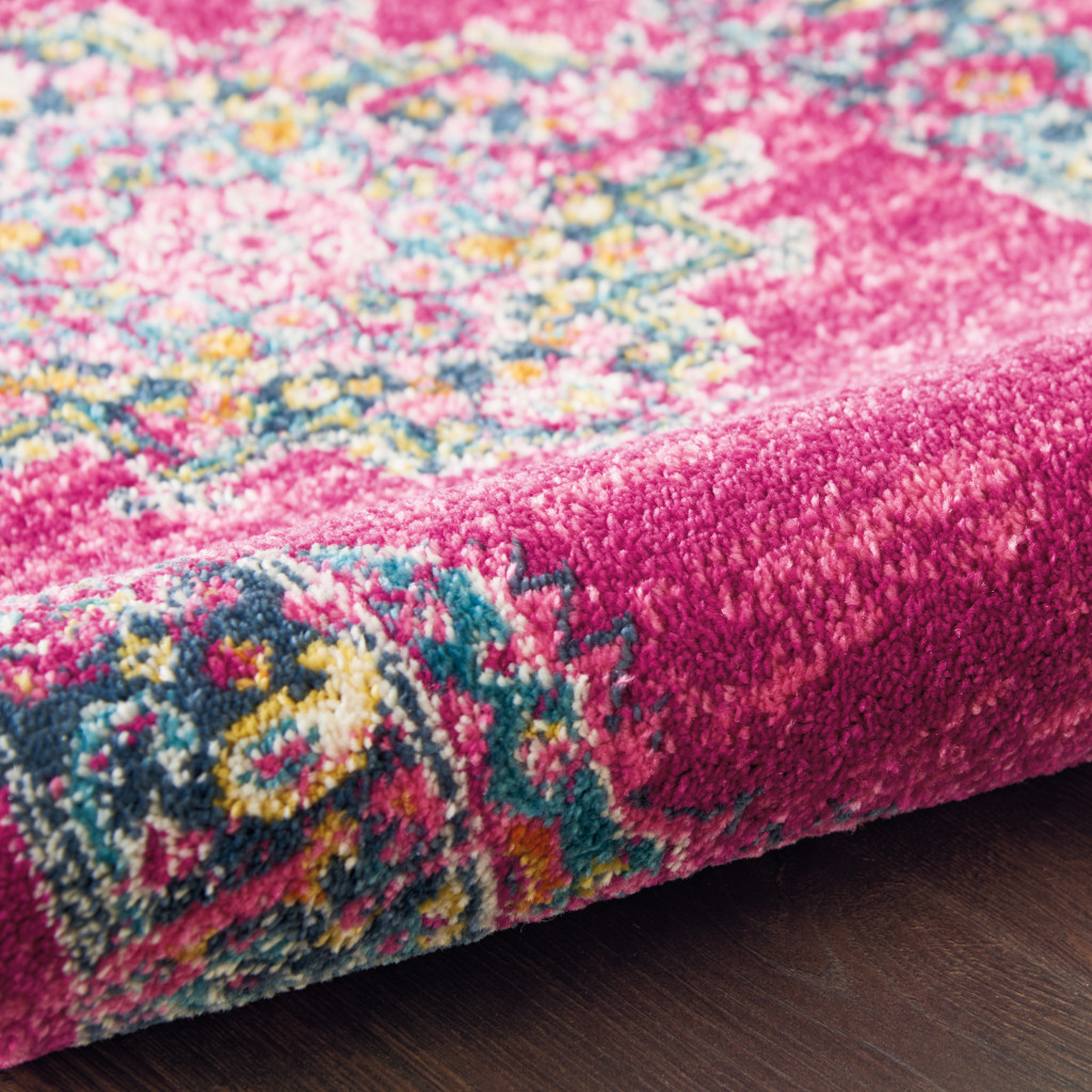 9" X 12" Fuchsia Floral Power Loom Area Rug