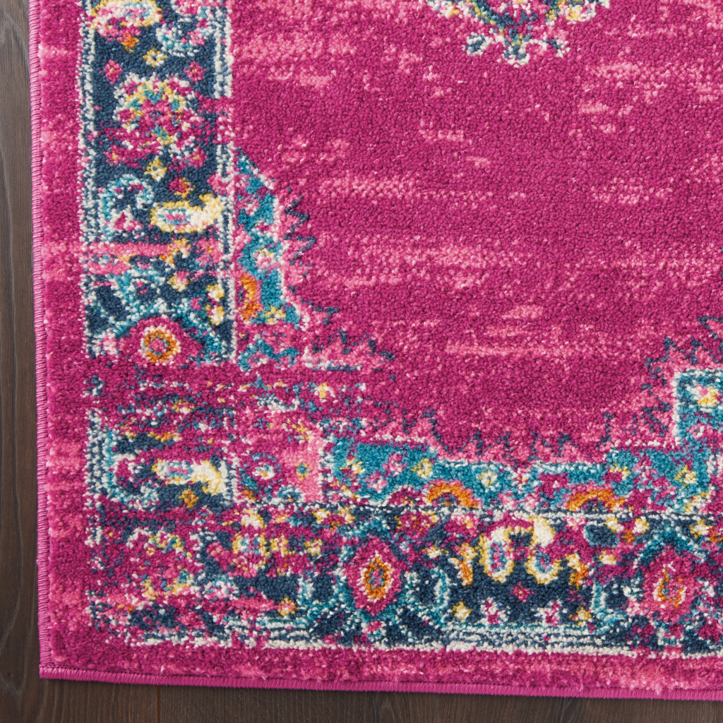 9" X 12" Fuchsia Floral Power Loom Area Rug