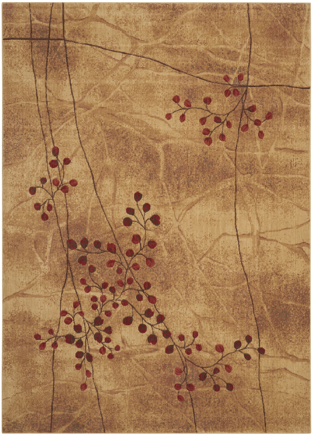 7" X 10" Brown Floral Power Loom Area Rug