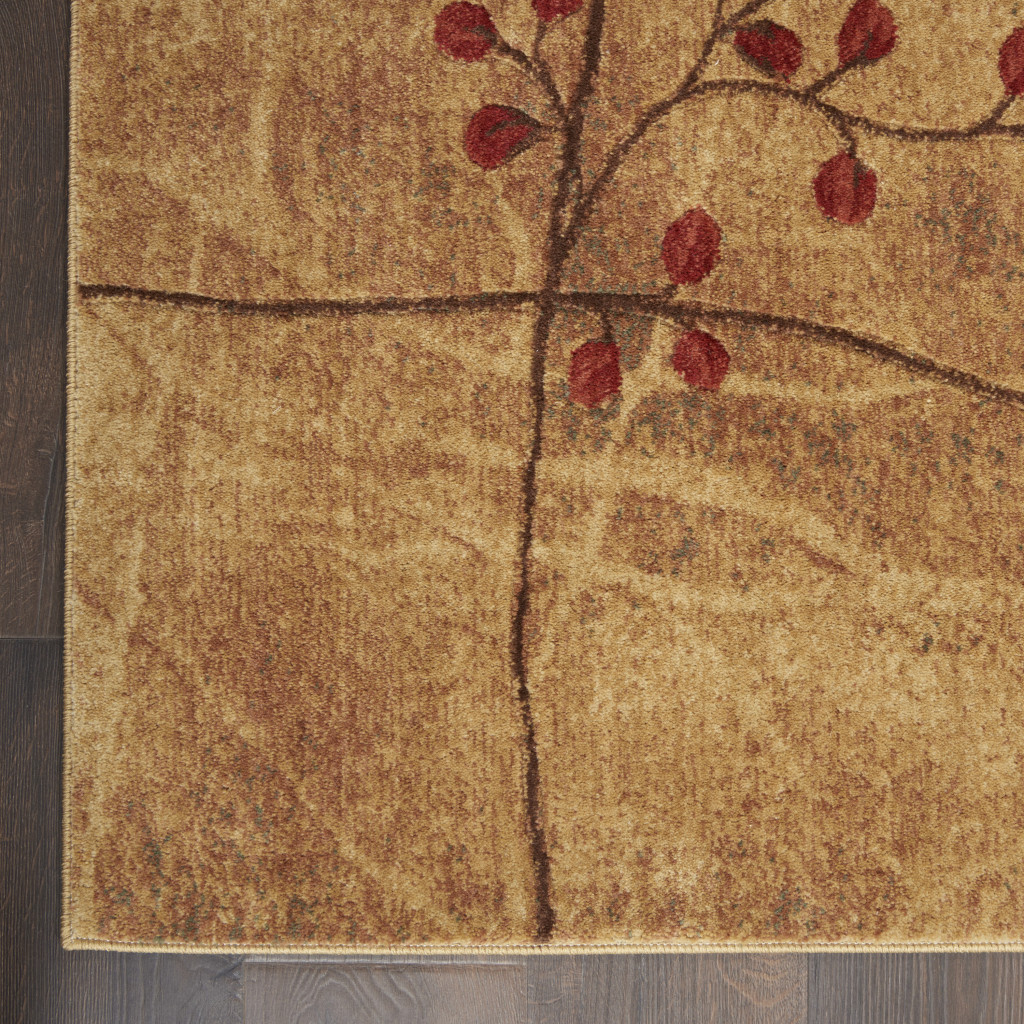 7" X 10" Brown Floral Power Loom Area Rug