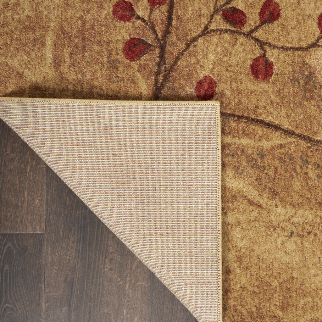 7" X 10" Brown Floral Power Loom Area Rug