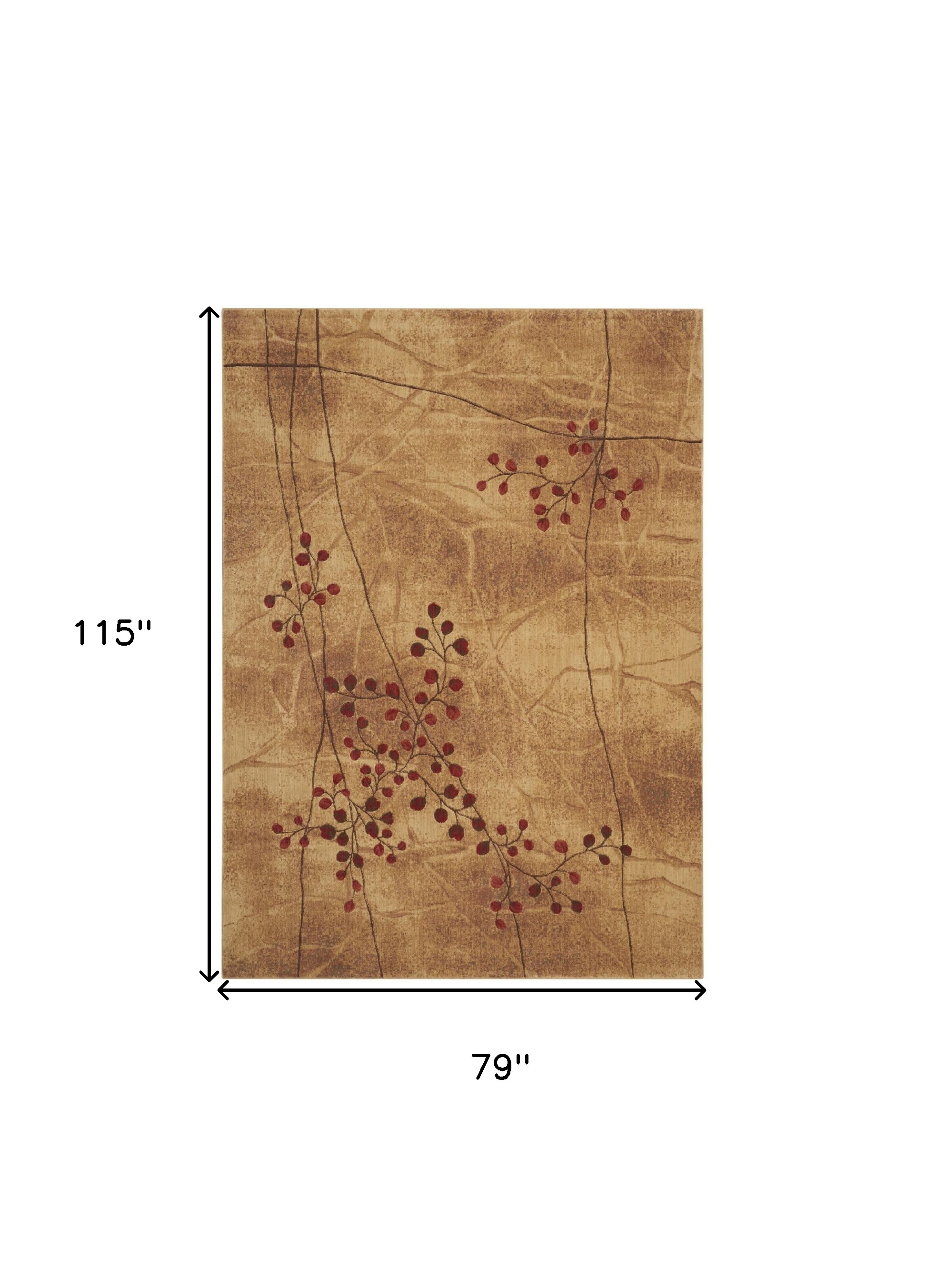 7" X 10" Brown Floral Power Loom Area Rug