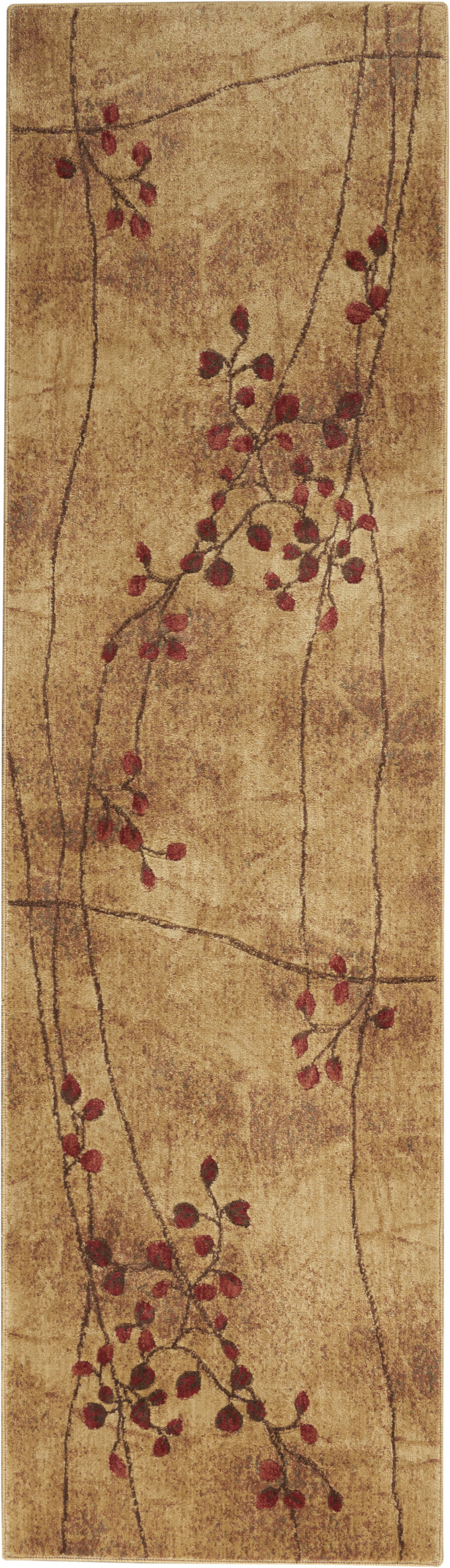 6" Brown Floral Power Loom Runner Rug
