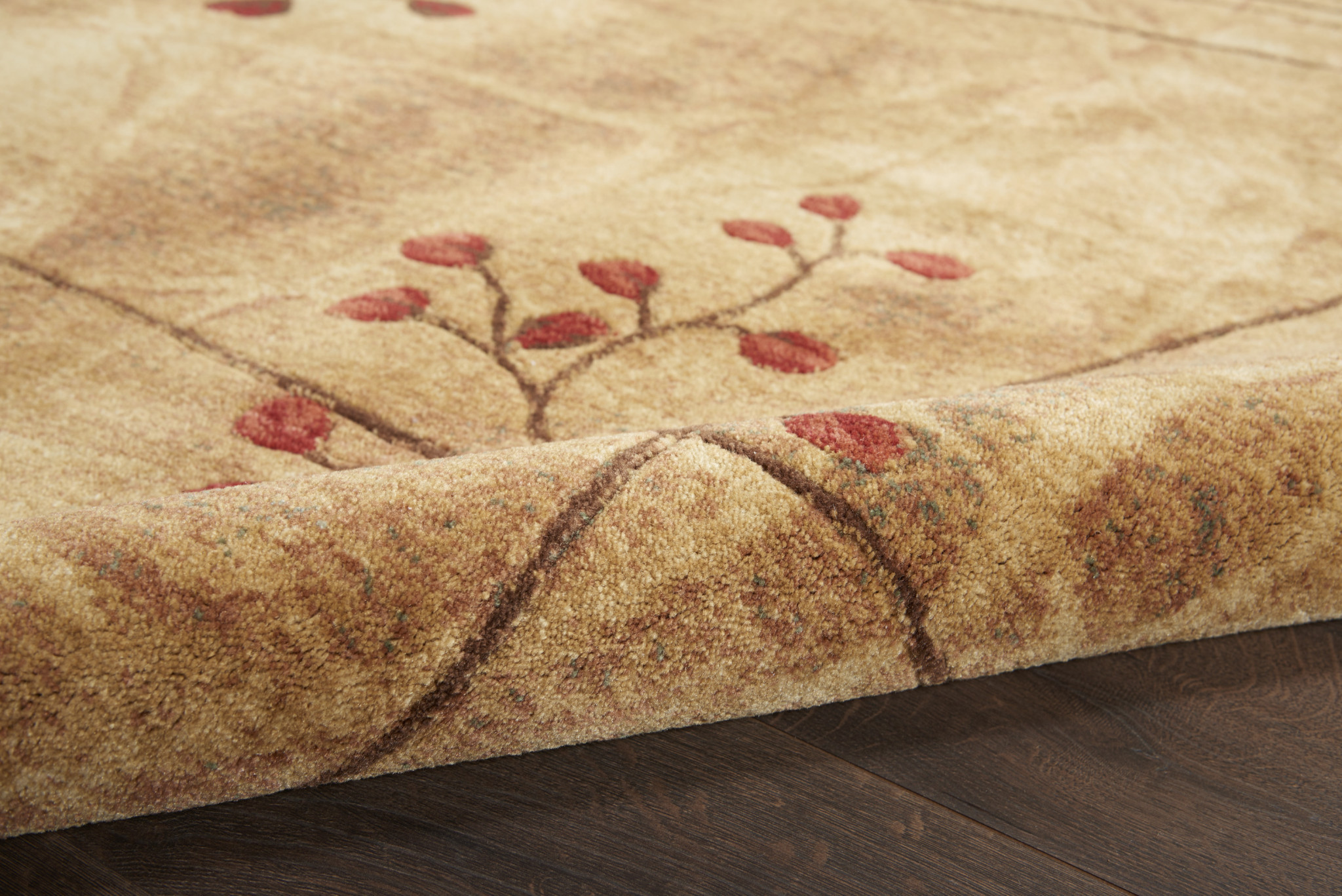 4" X 6" Brown Floral Power Loom Area Rug