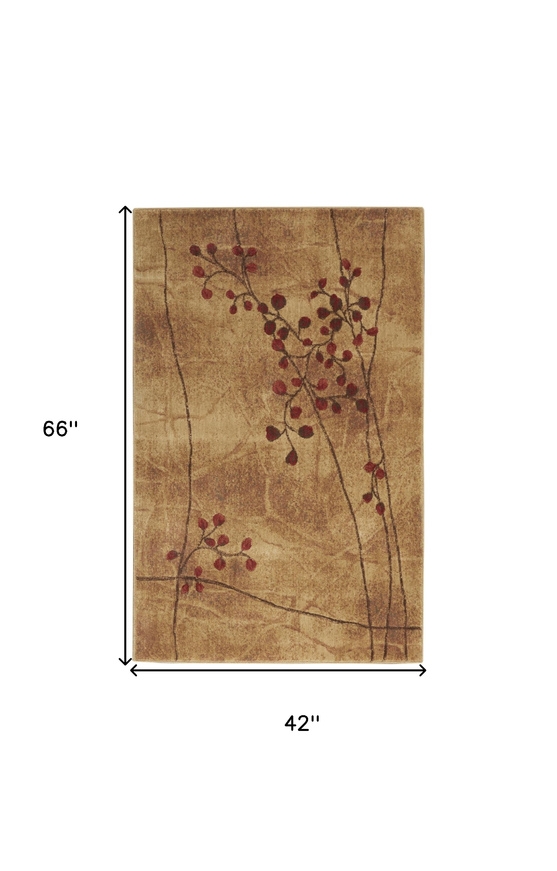 4" X 6" Brown Floral Power Loom Area Rug