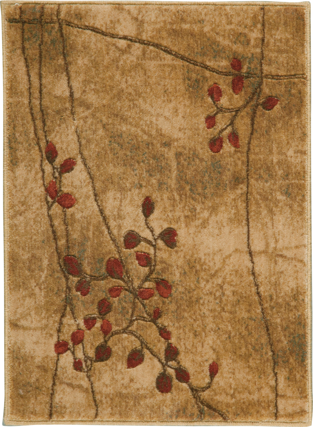 2" X 3" Brown Floral Power Loom Area Rug