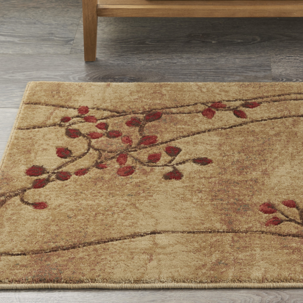 2" X 3" Brown Floral Power Loom Area Rug