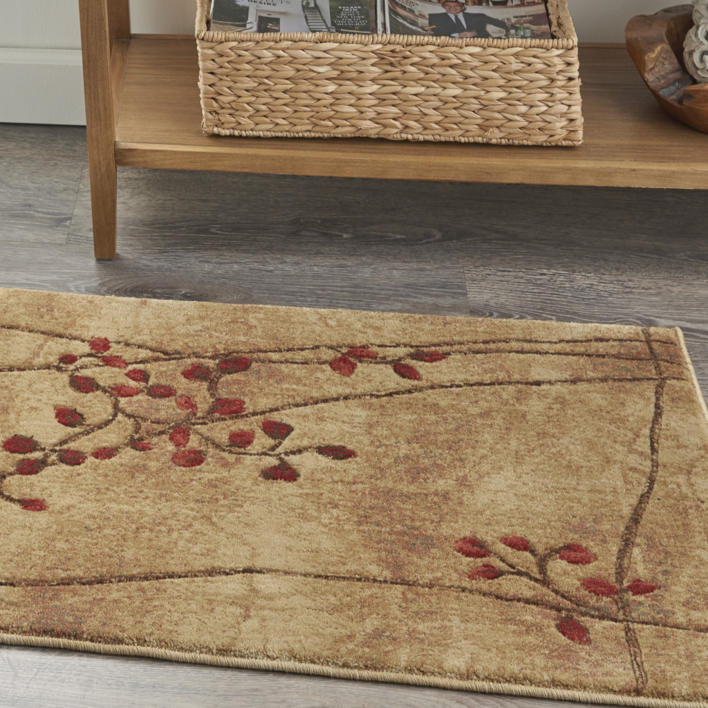 2" X 3" Brown Floral Power Loom Area Rug
