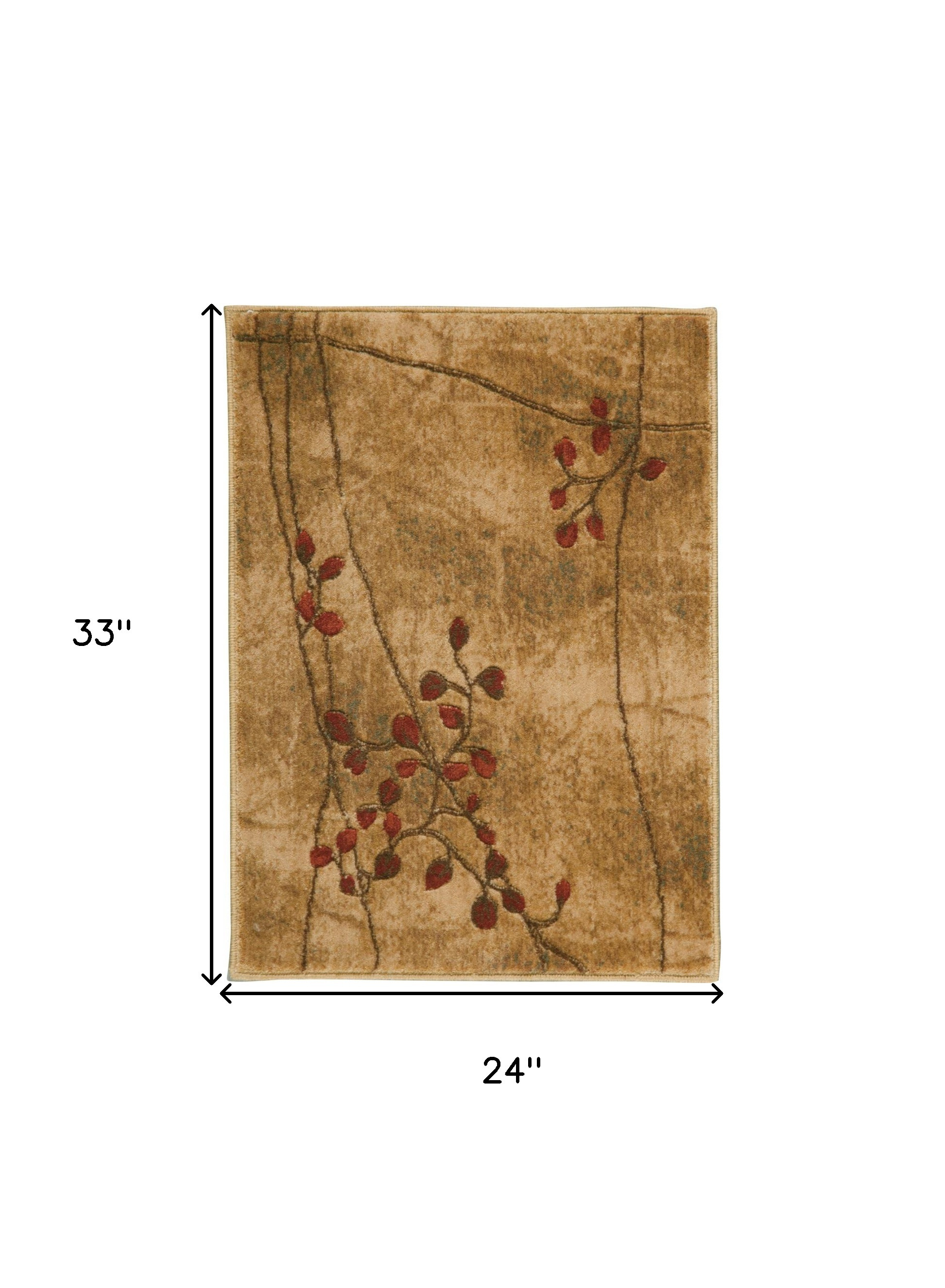 2" X 3" Brown Floral Power Loom Area Rug