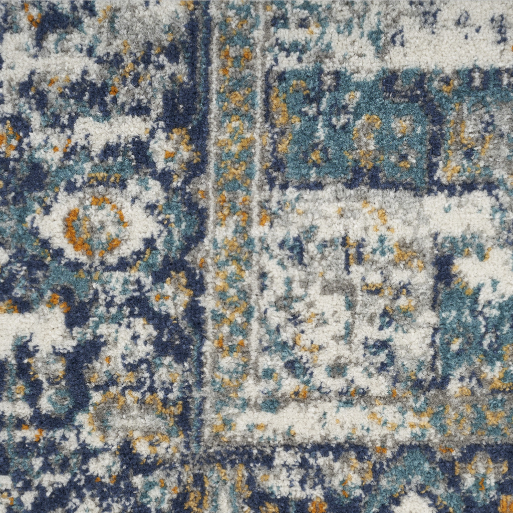5" X 7" Cream Floral Power Loom Distressed Area Rug