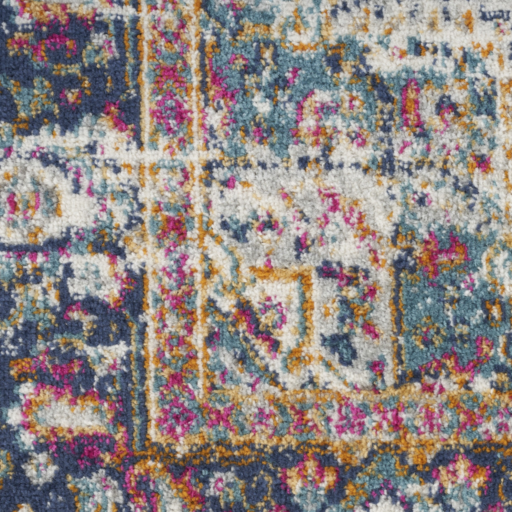 5" X 7" Cream Floral Power Loom Distressed Area Rug