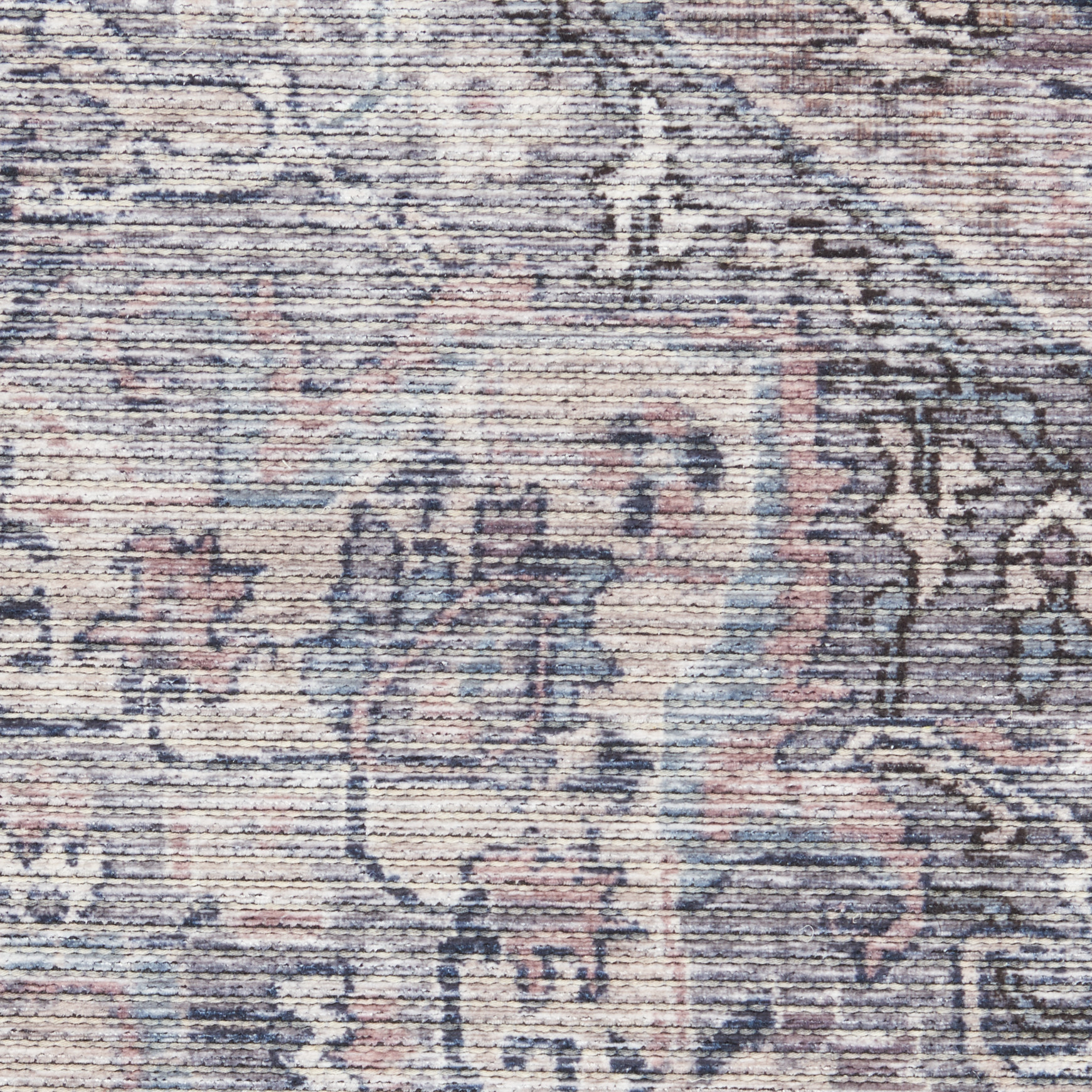 10" Gray Floral Power Loom Distressed Washable Runner Rug