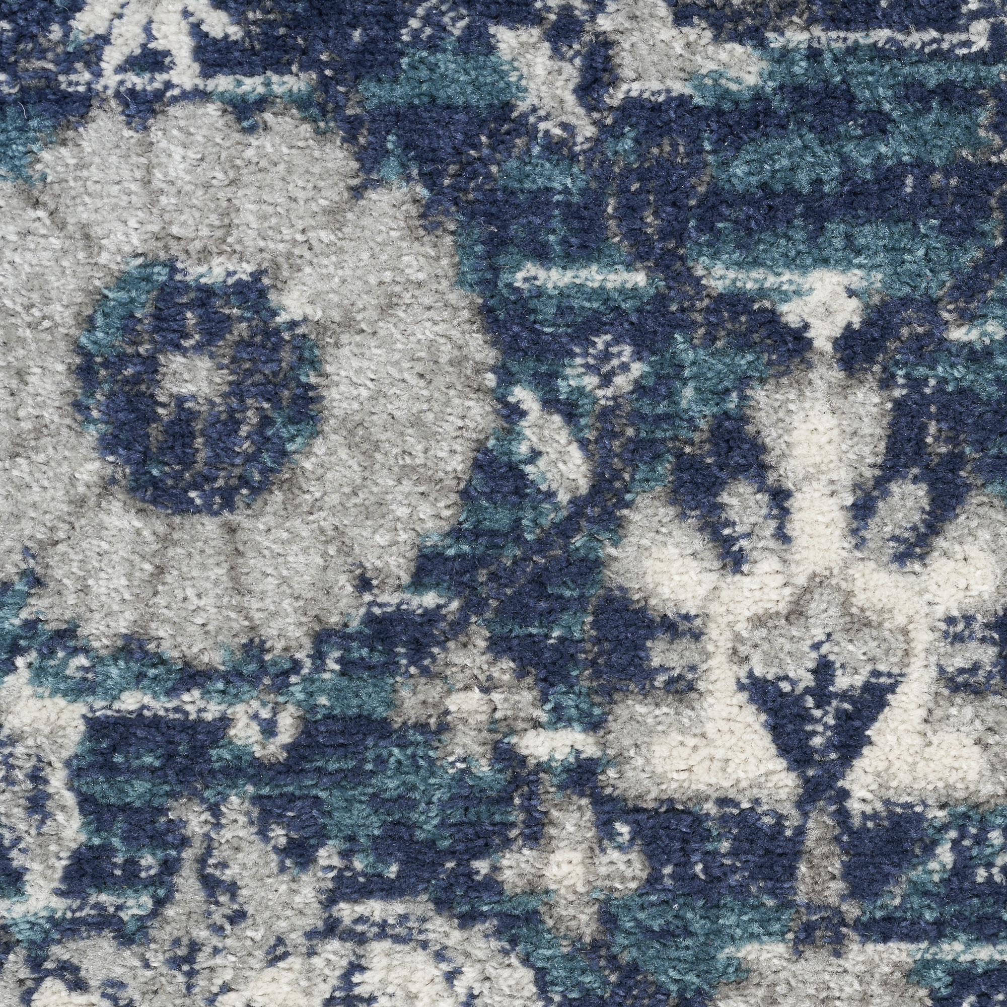 5" X 7" Navy Blue Floral Power Loom Distressed Area Rug