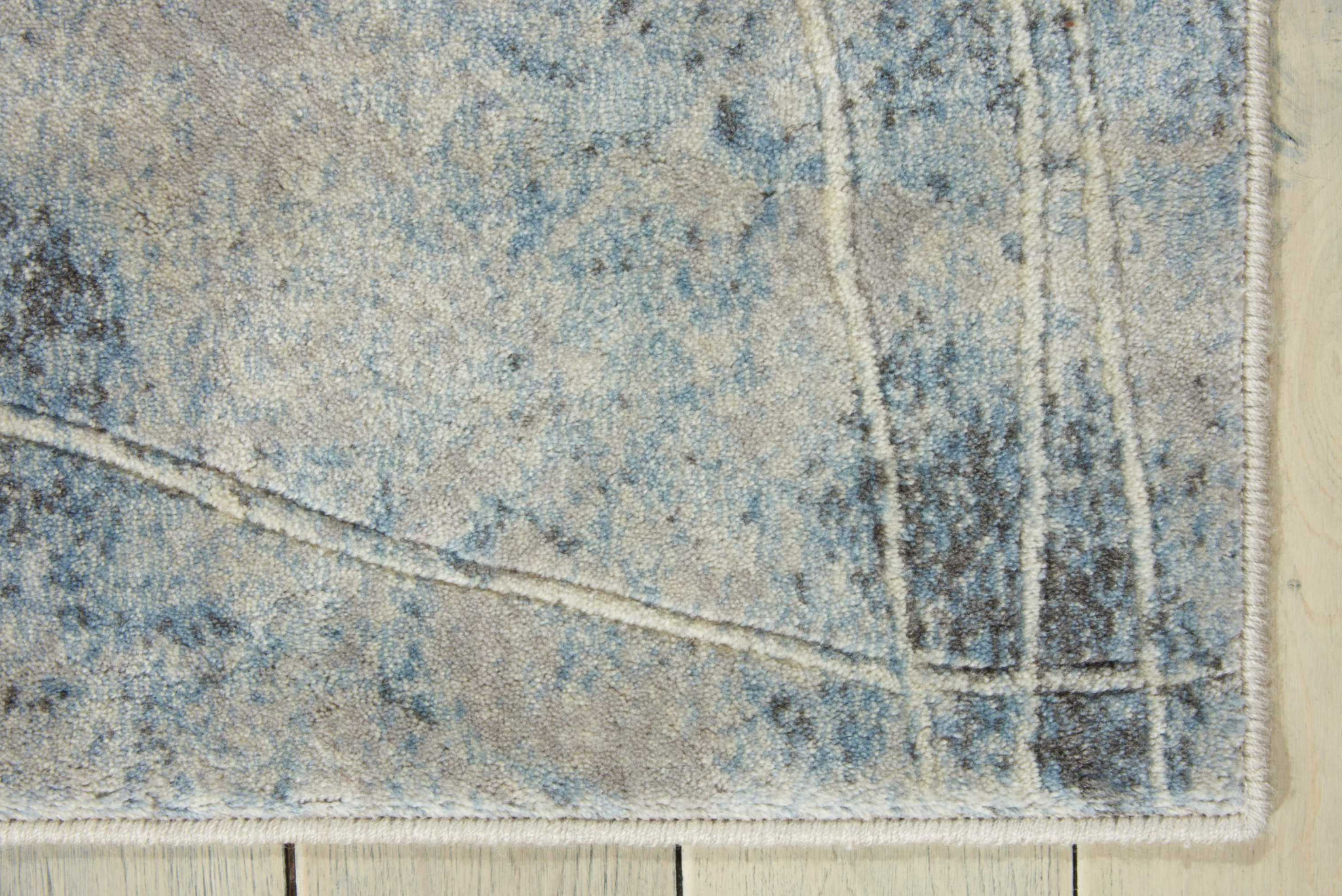 8" Runner Blue and Ivory Floral Power Loom Runner Rug