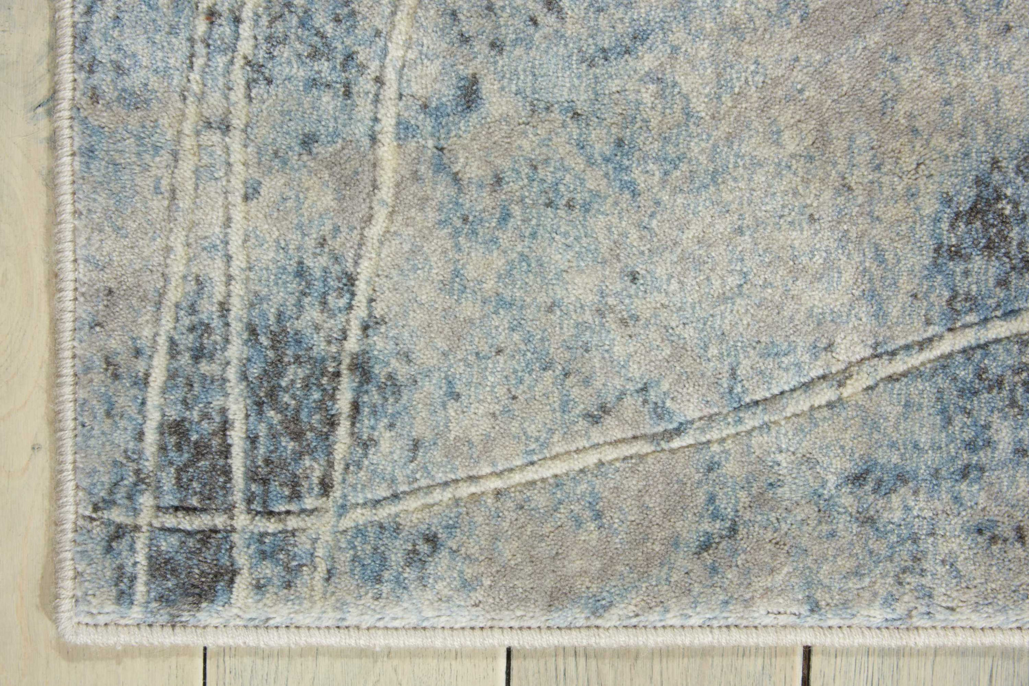 8" Runner Blue and Ivory Floral Power Loom Runner Rug