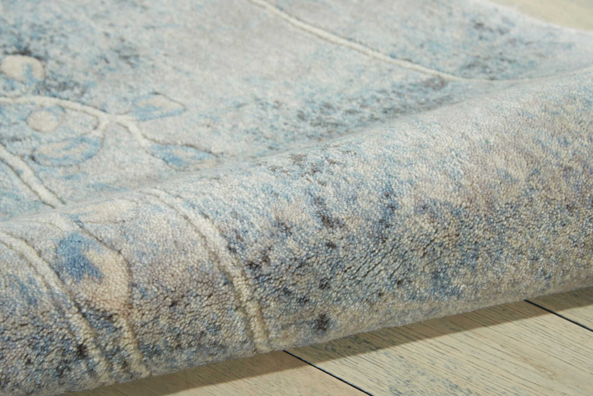 8" Runner Blue and Ivory Floral Power Loom Runner Rug