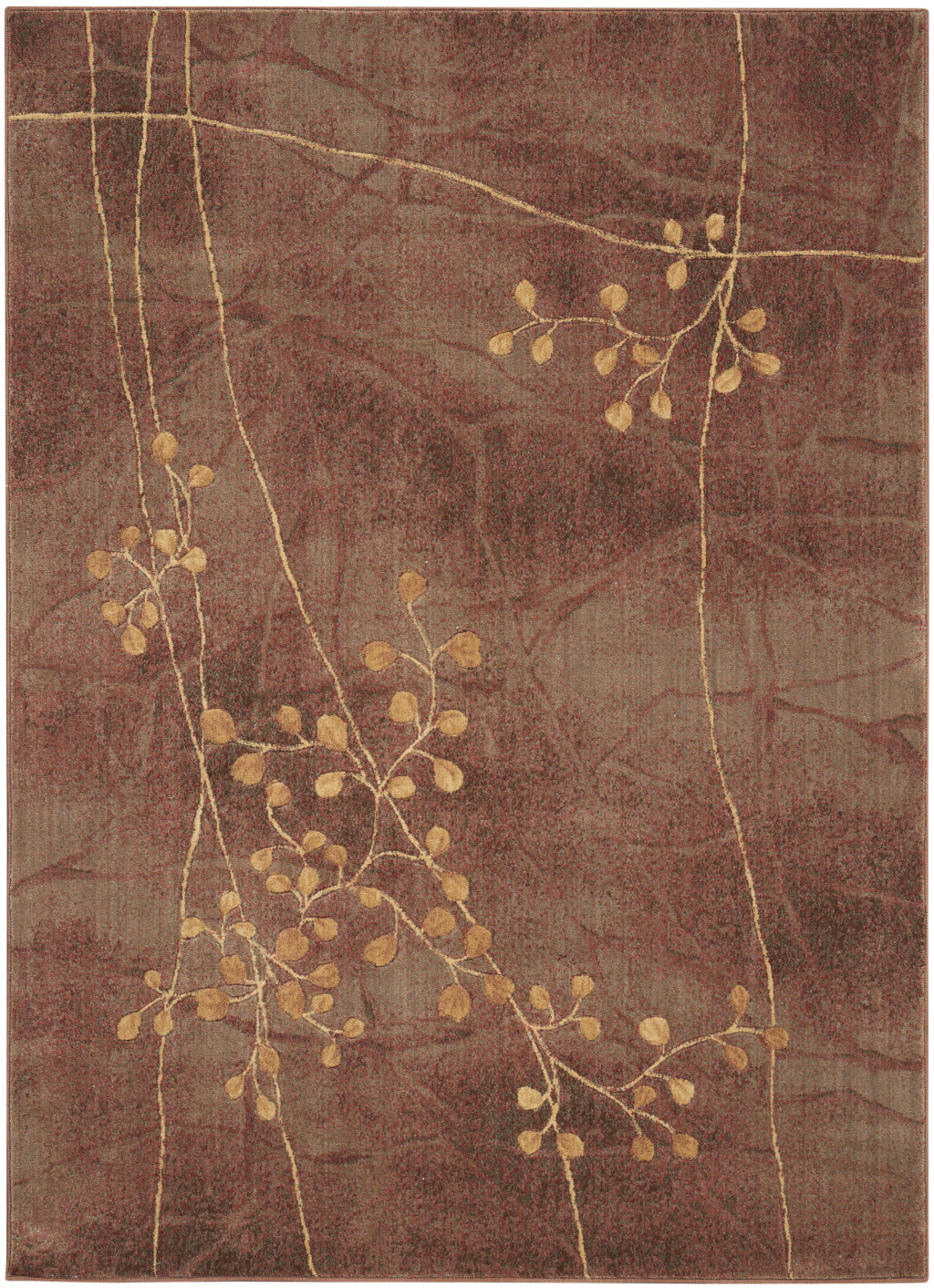 5 X 8 Brown Floral Power Loom Area Rug