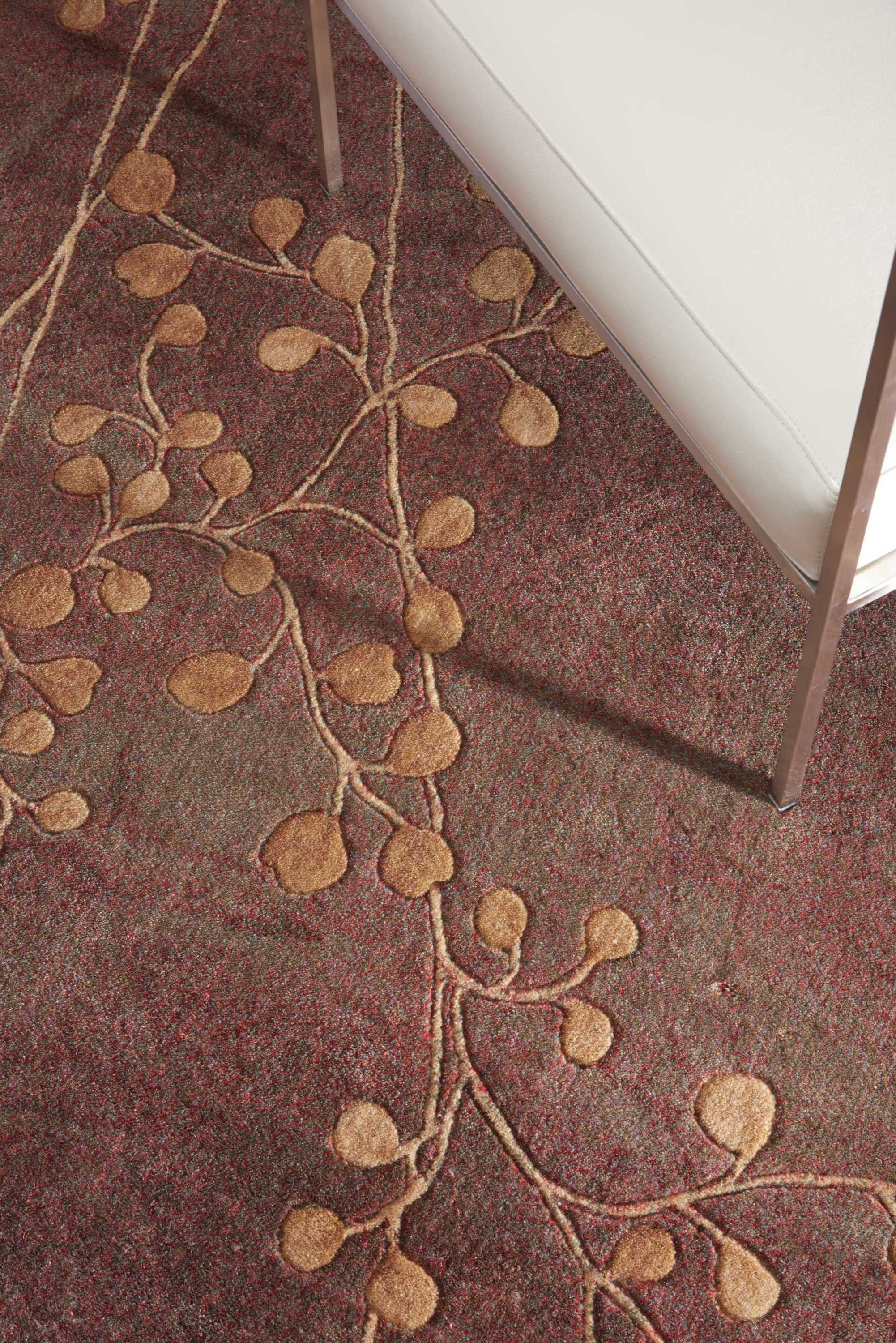 2" X 3" Brown Floral Power Loom Area Rug