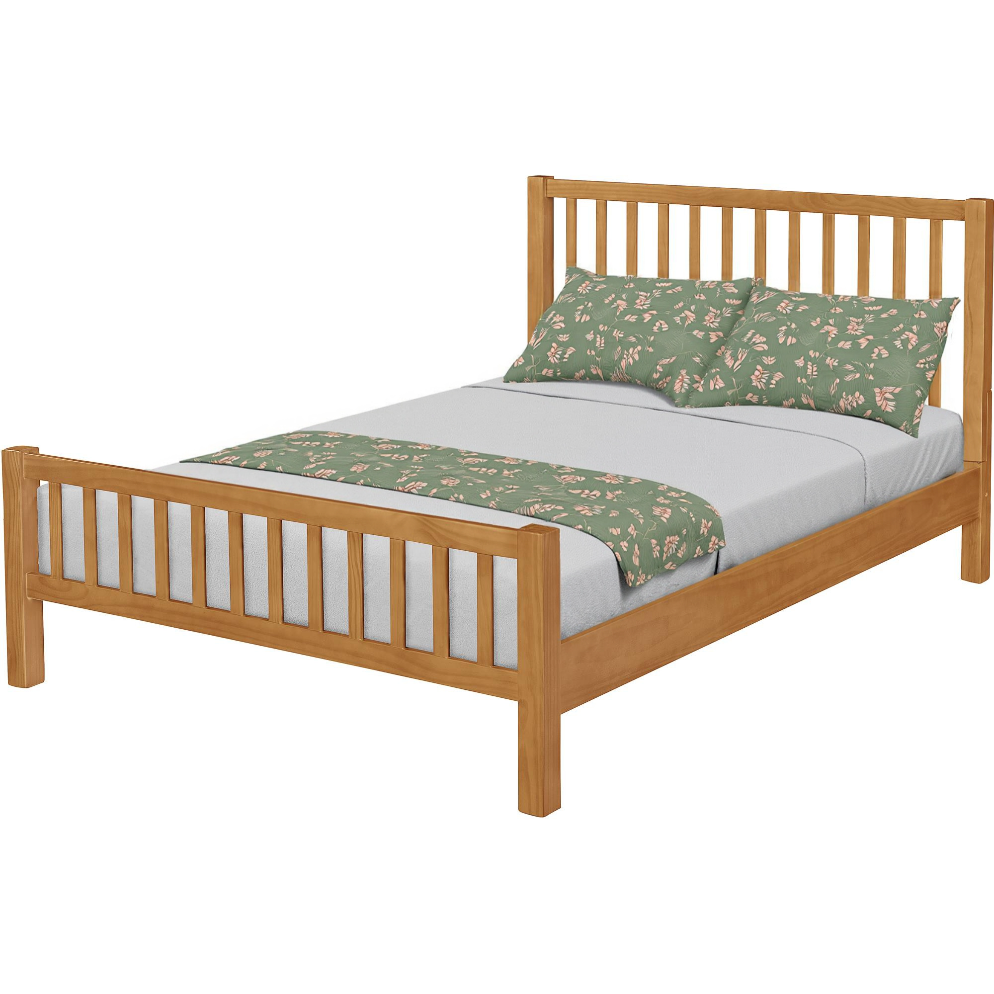 Natural Slat Back Solid Wood Queen Bed Frame-523638-1