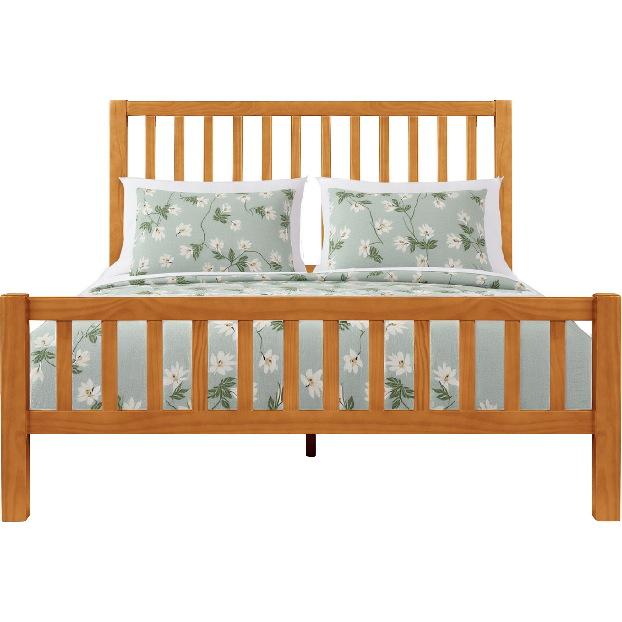 Brown Slat Back Solid Wood King Bed Frame-523641-1