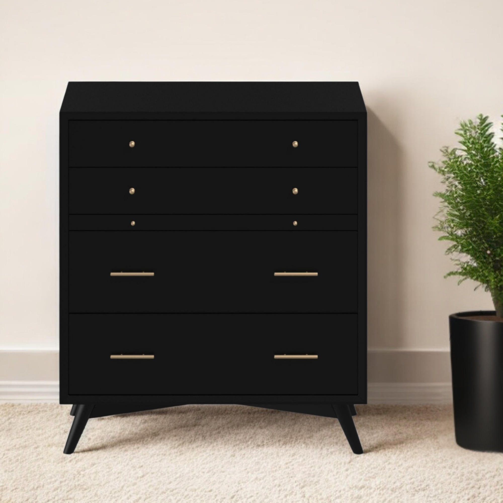 38" Black Solid Wood Four Drawer Chest-524143-1