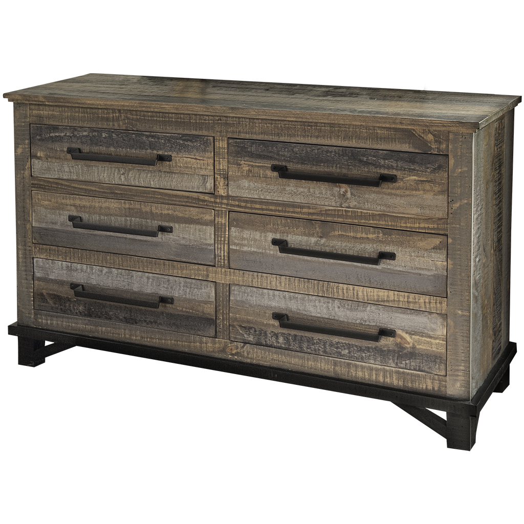 56" Brown Solid Wood Six Drawer Double Dresser-524558-1