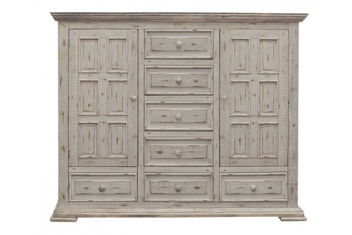 64" White Solid Wood Seven Drawer Gentlemans Chest-524566-1