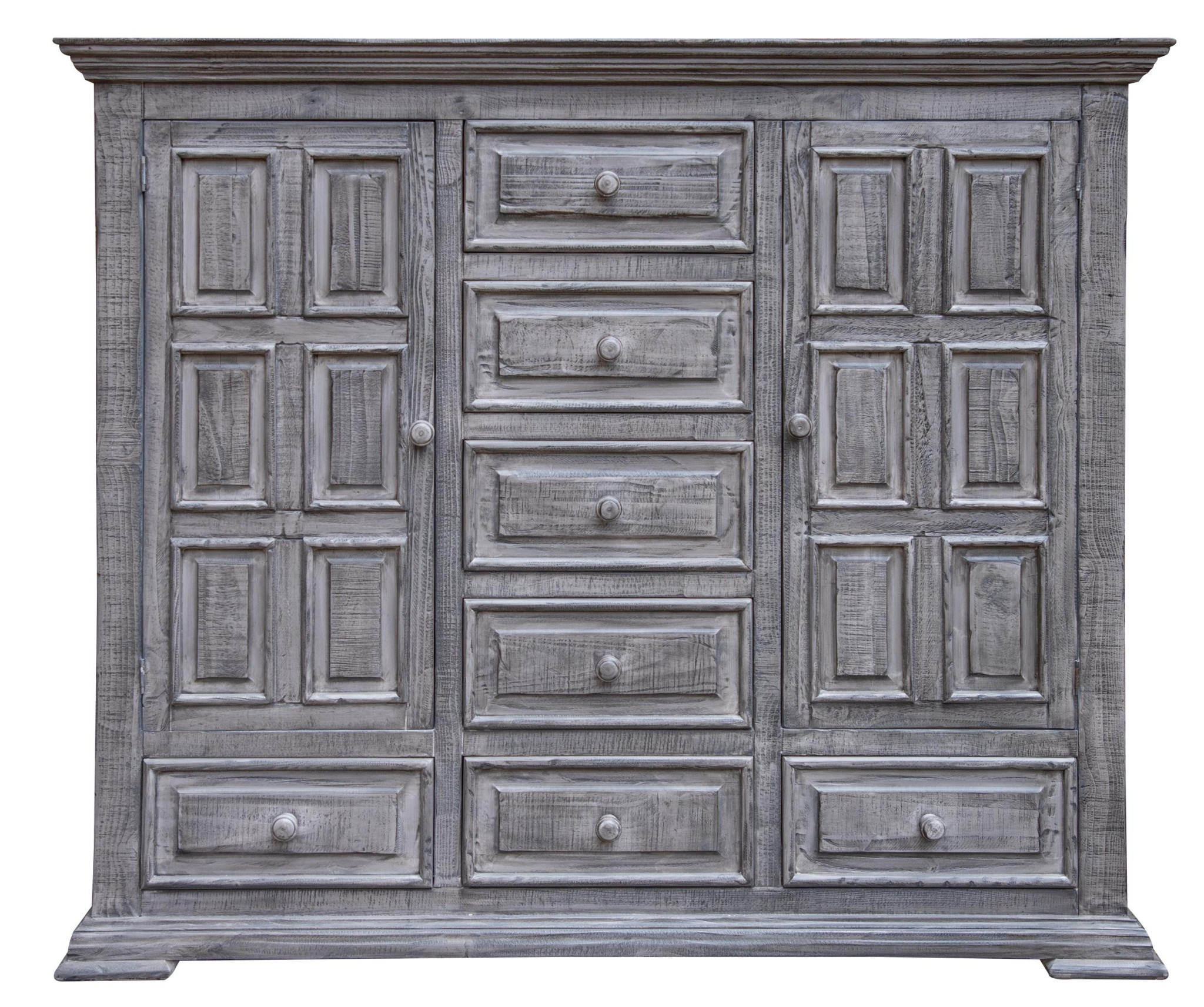 64" Gray Solid Wood Seven Drawer Gentlemans Chest-524581-1